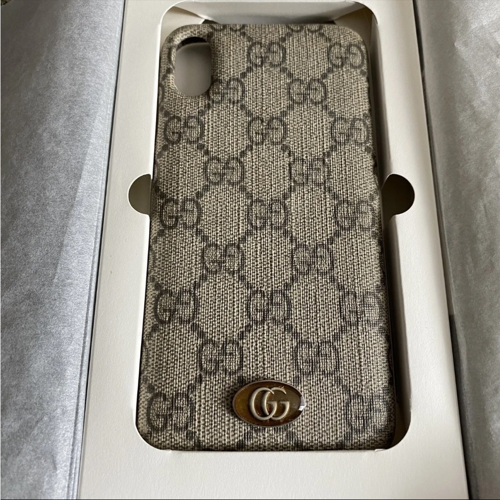 NEW NIB $360 GUCCI iPhone XS Max Case GG Supreme Monogram Ophidia - Picture 4 of 7